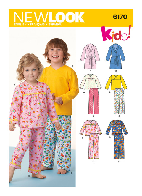 New Look Sewing Pattern Toddlers' & Child's Cozywear - N6170 - Size - 1/2-1-2-3-4-5-6-7-8