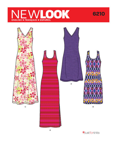 New Look Sewing Pattern Misses' Knit Dress in Two Lengths - N6210 - Size - 10-22