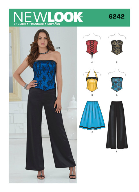 New Look Sewing Pattern Misses' Corset Top, Pants and Skirt - N6242 - Size - 4-16