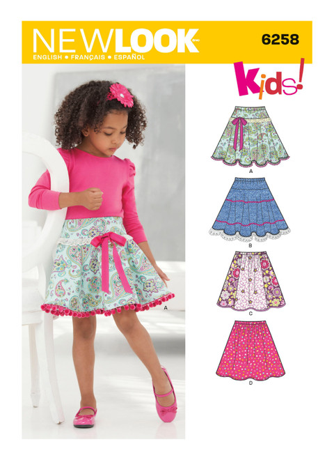 New Look Sewing Pattern Child's & Girls' Circle Skirts - N6258 - Size - 3-12