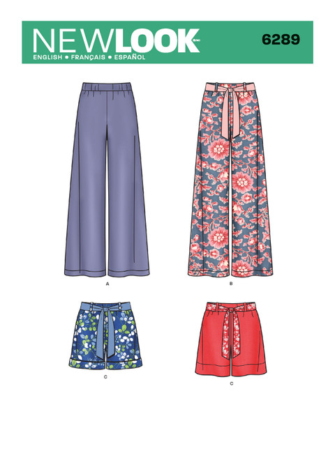 New Look Sewing Pattern Misses' Pull-on Pants or Shorts and Tie Belt - N6289 - Size - 8-18
