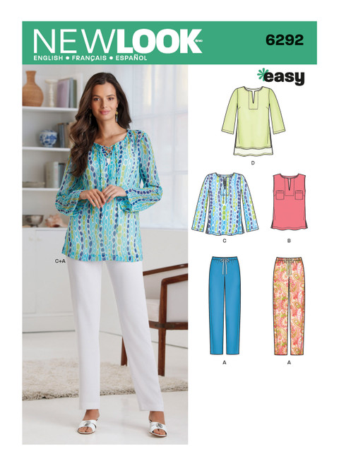 New Look Sewing Pattern Misses' Tunic or Top and Pull-on Pants - N6292 - Size - 10-22