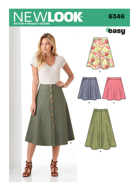 New Look Sewing Pattern Misses' Easy Skirts in Three Lengths - N6346 - Size - 8-20