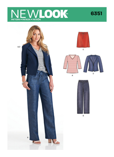 New Look Sewing Pattern Misses' Jacket, Pants, Skirt and Knit Top - N6351 - Size - 10-22
