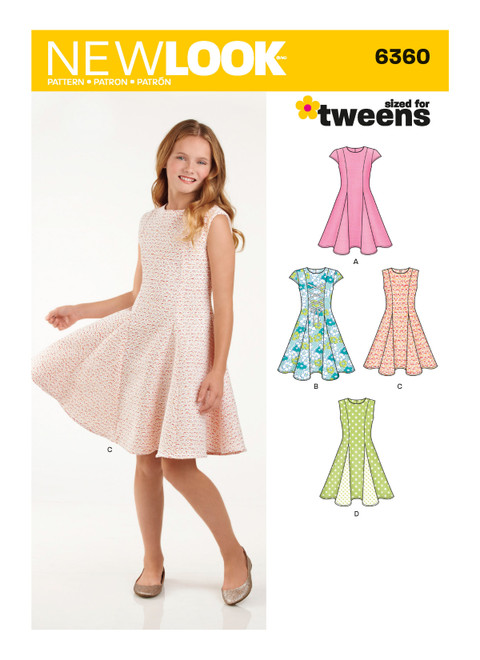 New Look Sewing Pattern Girls' Sized for Tweens Dress - N6360 - Size - 8-16