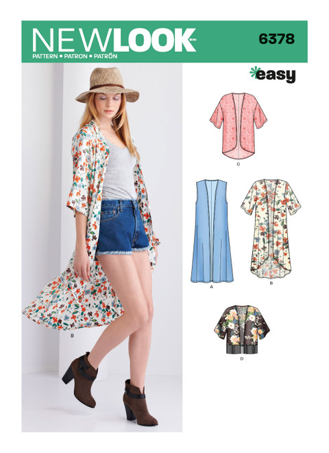 New Look Sewing Pattern Misses' Easy Kimonos with Length Variations  - N6378 - Size - XS-XL