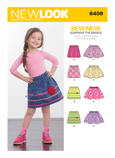 New Look Sewing Pattern Child's Pull-On Skirts - N6409 - Size - 3-8