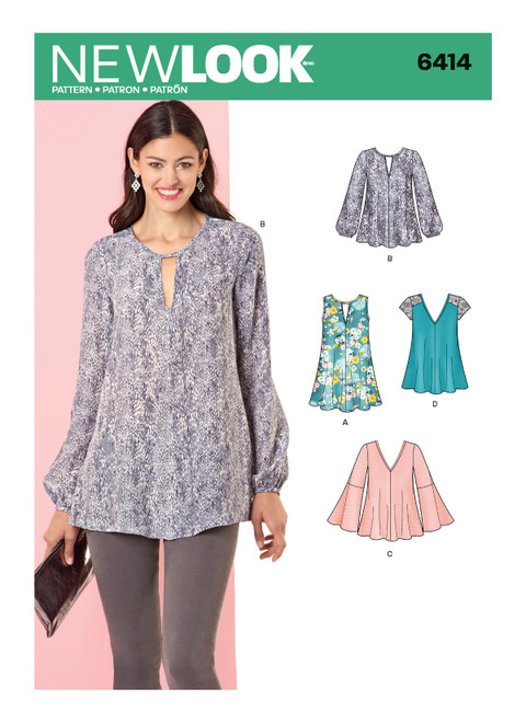 New Look Sewing Pattern Misses' Tunic and Top with Neckline Variations - N6414 - Size - 8-20