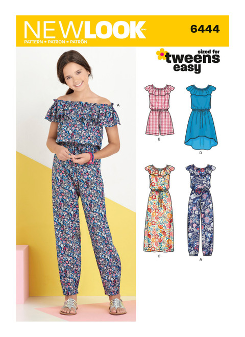 New Look Sewing Pattern Girls' Dress and Jumpsuit in Two Lengths - N6444 - Size - 8-16