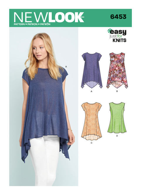 New Look Sewing Pattern Misses' Easy Knit Tops - N6453 - Size - 6-18