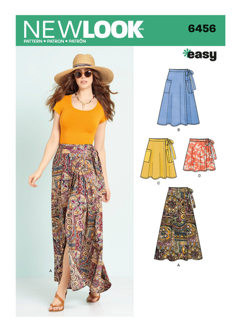 New Look Sewing Pattern Misses' Easy Wrap Skirts in Four Lengths - N6456 - Size - 6-18