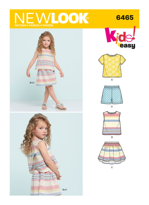 New Look Sewing Pattern Child's Easy Top, Skirt and Shorts - N6465 - Size - 3-8