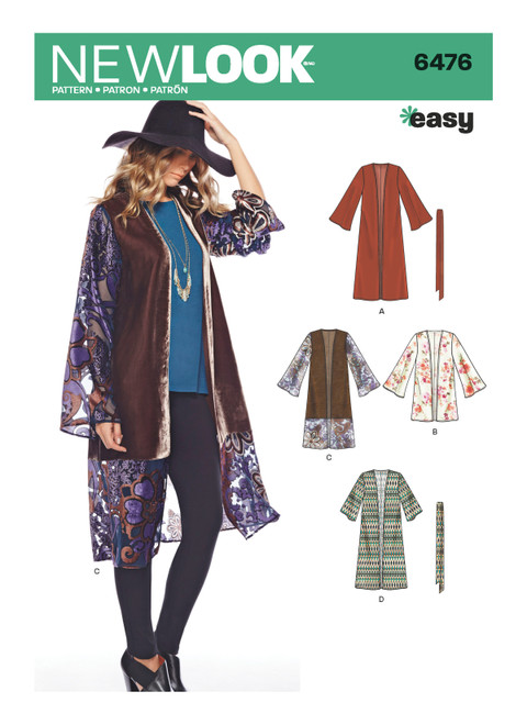 New Look Sewing Pattern Misses' Easy Kimono with Length and Sleeve Variations - N6476 - Size - 8-18