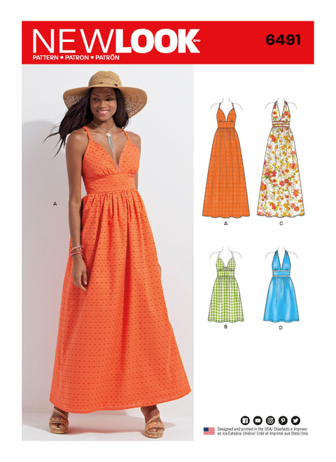 New Look Sewing Pattern Misses' Dresses in Two Lengths with Bodice Variations - N6491 - Size - 10-22