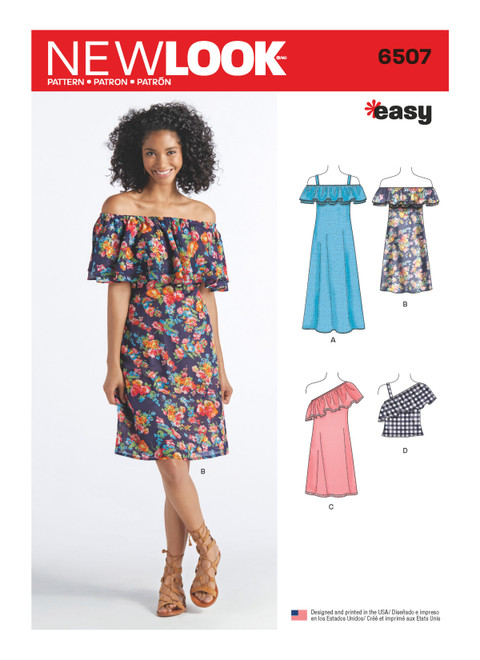 New Look Sewing Pattern Misses' Dresses and Top  - N6507 - Size - XS-XL