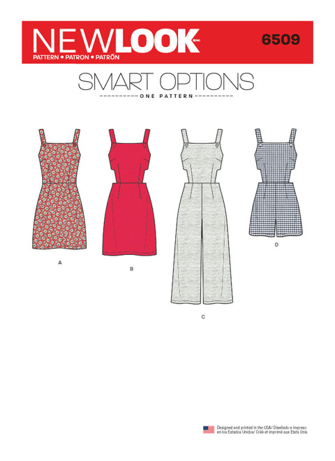 New Look Sewing Pattern Misses' Jumper, Romper, and Dress with Bodice Variations - N6509 - Size - 6-18