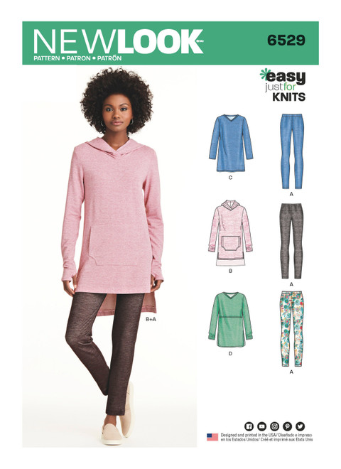 New Look Sewing Pattern Misses' Knit Tunics and Leggings  - N6529 - Size - XS-XL