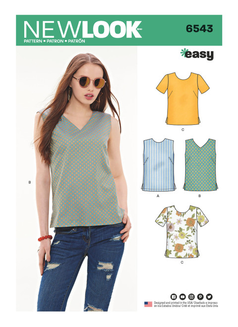New Look Sewing Pattern Misses' Easy Tops - N6543 - Size - 10-22