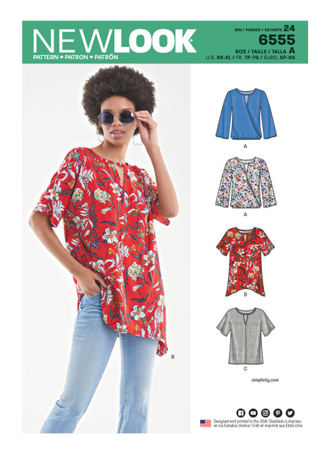 New Look Sewing Pattern Misses' Keyhole Shirt  - N6555 - Size - XS-XL