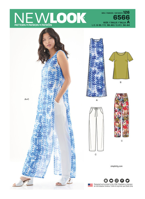 New Look Sewing Pattern Misses' Tunic, Top and Pants - N6566 - Size - 8-18
