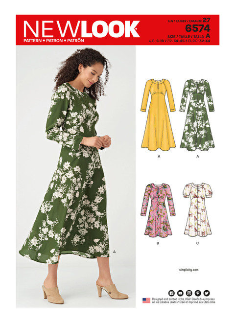 New Look Sewing Pattern Misses' Dresses - N6574 - Size - 6-18