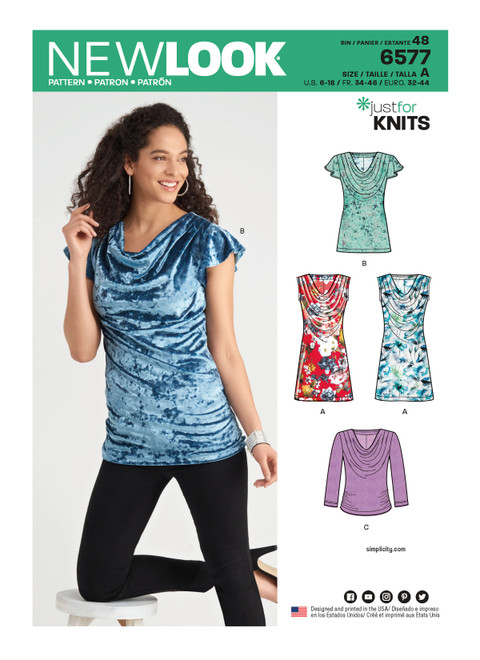 New Look Sewing Pattern Misses' Knit Tops - N6577 - Size - 6-18