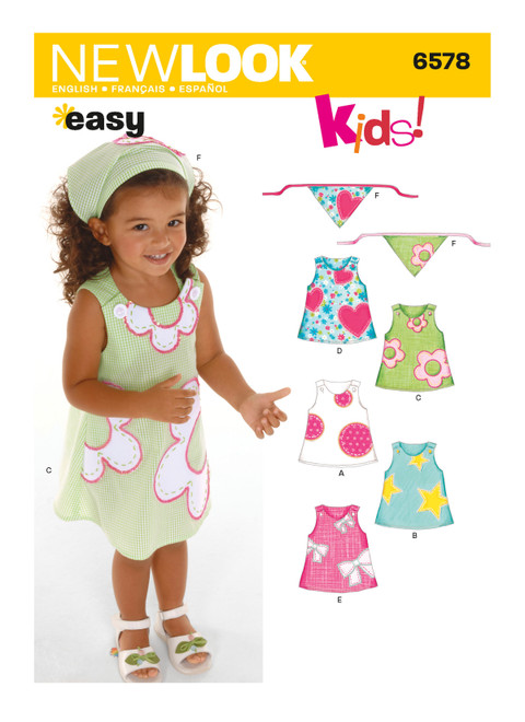 New Look Sewing Pattern Toddlers' Dresses - N6578 - Size - 1/2-1-2-3-4
