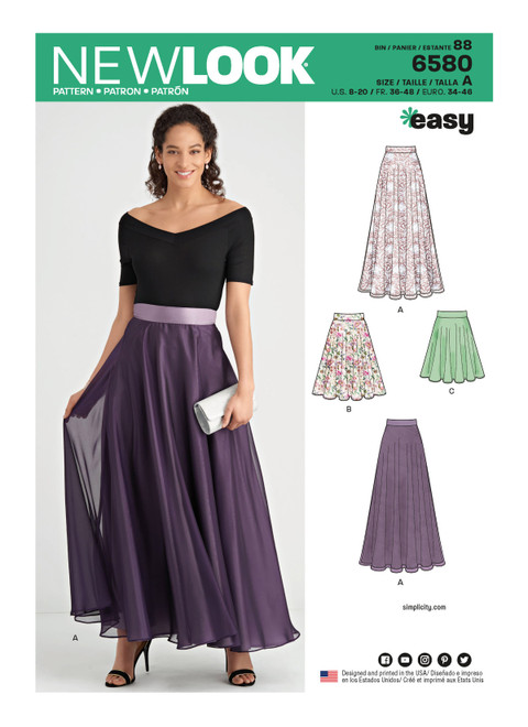 New Look Sewing Pattern Misses' Circle Skirt - N6580 - Size - 8-20
