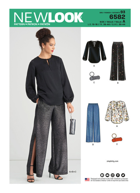 New Look Sewing Pattern Misses' Pants, Top and Clutch - N6582 - Size - 10-18