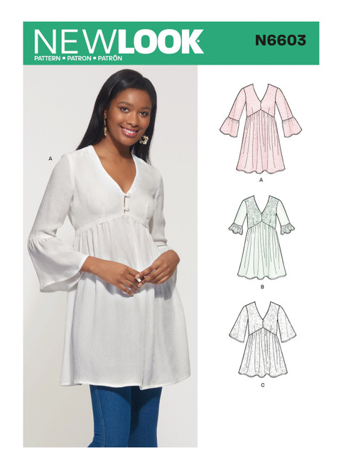 New Look Sewing Pattern Misses' Mini Dress, Tunic and Top - N6603 - Size - 8-20