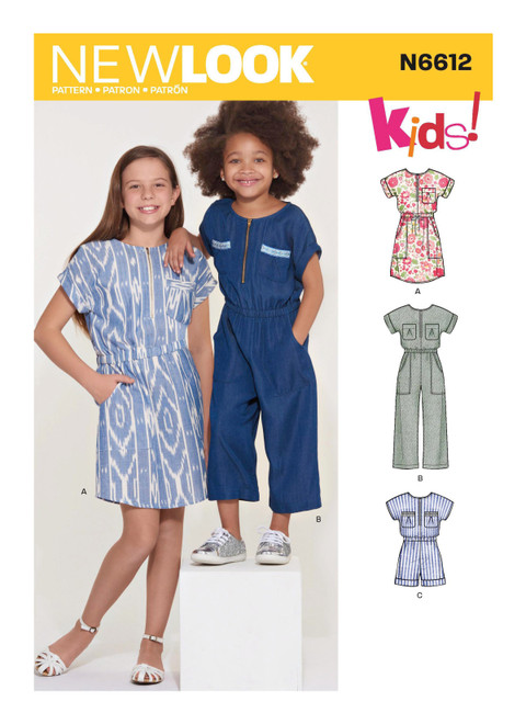 New Look Sewing Pattern Children's, Girls' Jumpsuit, Romper and Dress - N6612 - Size - 3-14
