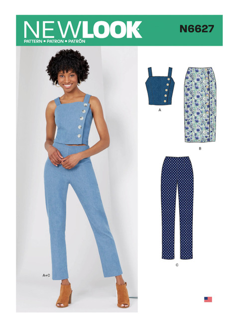 New Look Sewing Pattern Misses' Top, Skirt, and Pants - N6627 - Size - 6-18