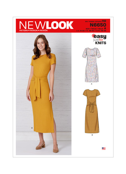 New Look Sewing Pattern Misses' Knit Dress with Sleeve & Length Variations - N6650 - Size - 10-22