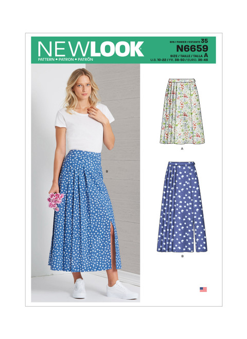 New Look Sewing Pattern Misses' Pleated Skirt with or Without Front Slit Opening - N6659 - Size - 10-22