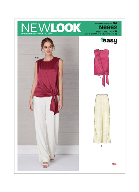 New Look Sewing Pattern Misses' Drape Top & Wide Leg Pants - N6662 - Size - 10-22