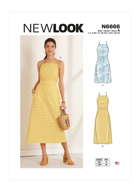 New Look Sewing Pattern Misses' Halter Dresses with Back Tie - N6666 - Size - 6-18