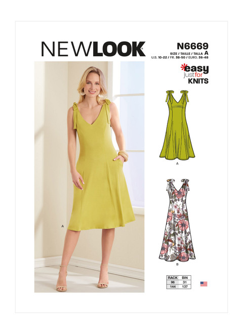 New Look Sewing Pattern Misses' Fit & Flared Dress with Princess Seam - N6669 - Size - 10-22