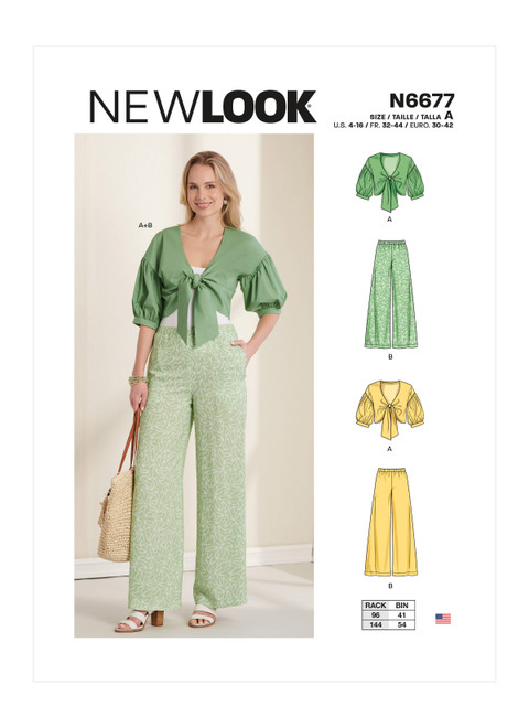 New Look Sewing Pattern Misses' Softly Tied Jacket with Puffed Sleeves, and Pants - N6677 - Size - 4-16