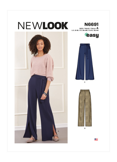 New Look Sewing Pattern Misses' Slim or Flared Pants - N6691 - Size - 6-18