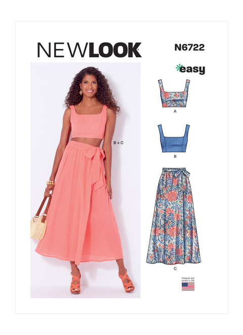 New Look Sewing Pattern Misses' Bra Tops and Wrap Skirt - N6722 - Size - 6-18