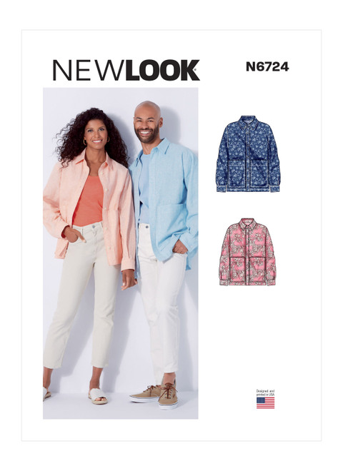 New Look Sewing Pattern Unisex Shirt  - N6724 - Size - XS-XL