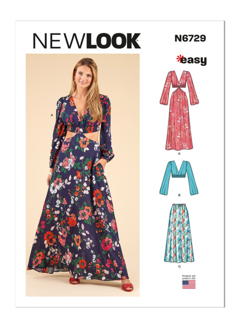 New Look Sewing Pattern Misses' Dress, Top and Skirt - N6729 - Size - 6-18