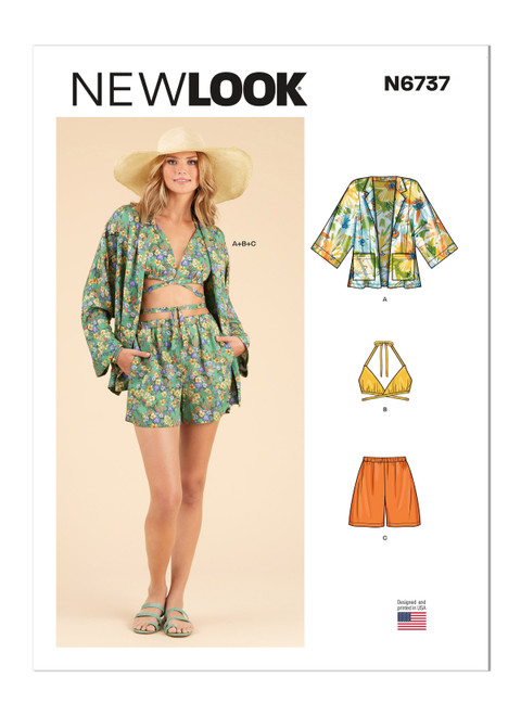 New Look Sewing Pattern Misses' Jacket, Wrap Halter Top and Shorts - N6737 - Size - 8-20