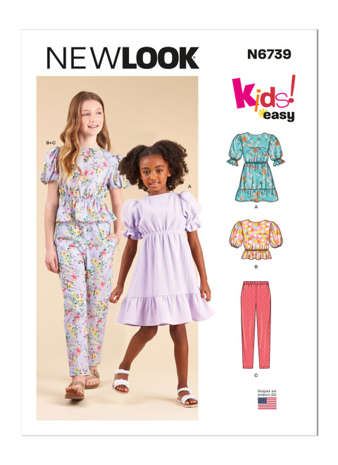 New Look Sewing Pattern Children's and Girls' Dress, Top and Pants - N6739 - Size - 3-14