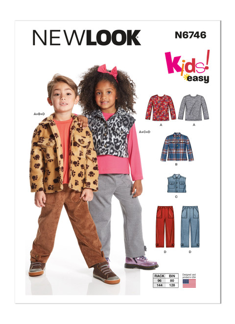 New Look Sewing Pattern Children's Knit Top, Jacket, Vest and Cargo Pants - N6746 - Size - 3-8