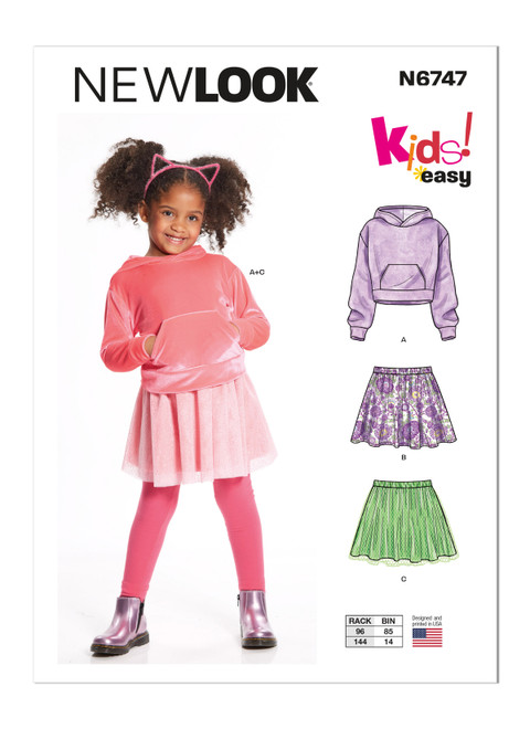 New Look Sewing Pattern Children's Hoodie and Skirts - N6747 - Size - 3-8