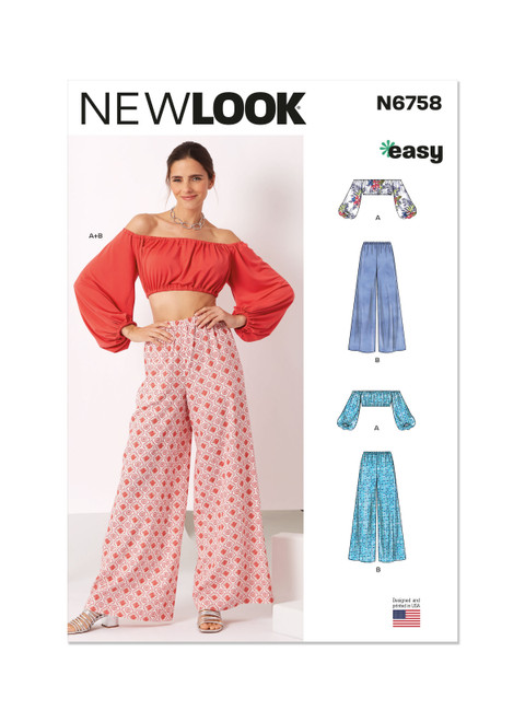 New Look Sewing Pattern Misses' Top and Pants  - N6758 - Size - XS-XL