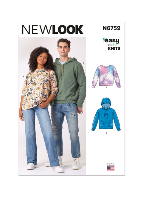 New Look Sewing Pattern Misses' and Men's Sweatshirts - N6759 - Size - S-XXL