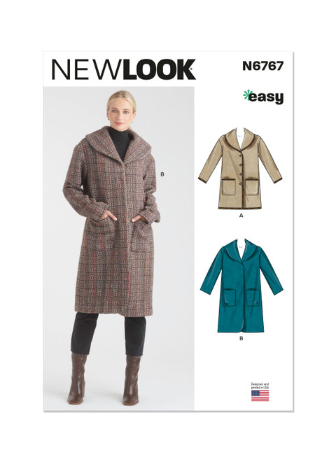 New Look Sewing Pattern Misses' Coats - N6767 - Size - XS-XL