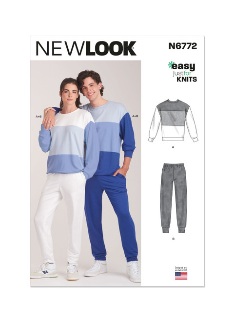New Look Sewing Pattern Unisex Knit Top and Pants - N6772 - Size - S-XXL